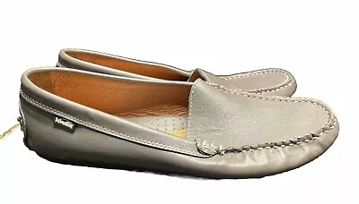 Venettini Shoes Women Sz EU 39US 8.5 Grey Grain GORDY Leather Loafer Driving • $35