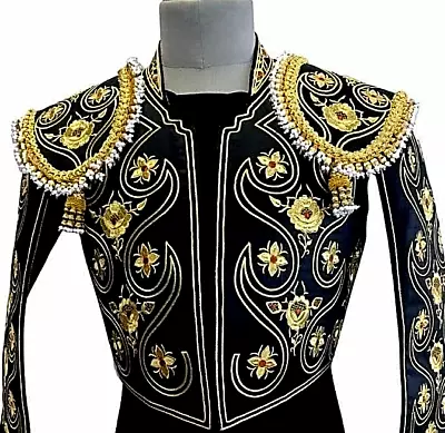 Customize Black Cotton Matador Golden Embroidered Bullfighter Mens Blazer Outfit • $799.99