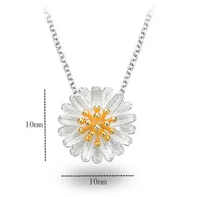 925 Sterling Silver Plated Daisy Flower Charm Pendant Necklace 18  • £4.36
