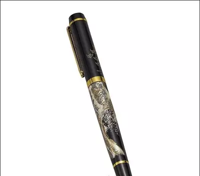 Maki-e Urushi Lacquer High Grade Fountain Pen Black Gold Yamanaka Wave Motif • $106.99