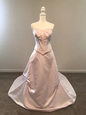 Atelier Diagonal Sposa Pink 2-Piece Beaded Gown With Sweep Train Size 14 NWT • $175