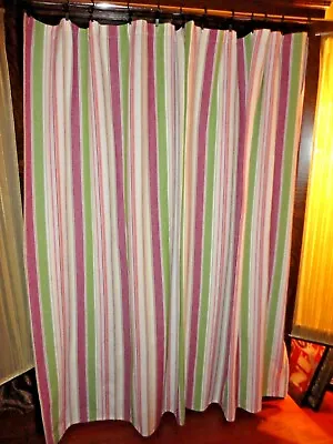 $29 • Buy Kohl's Cabana Spring Stripe Green Magenta Melon Shower Curtain Tropical  72 X 70