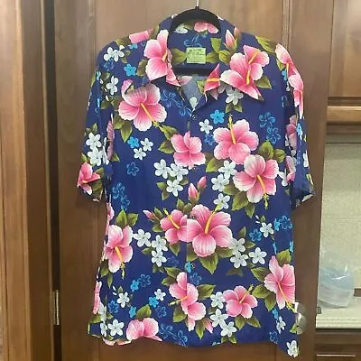 Vintage Ui-Maikai Cotton Hibiscus Hawaiian Shirt • $110