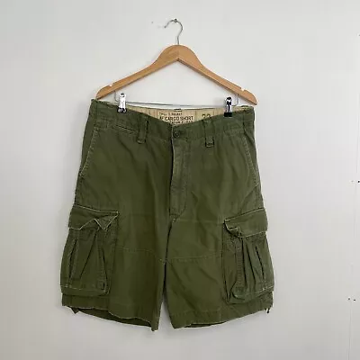 Abercrombie & Fitch Cargo Shorts Mens Size 32 Military Green Olive Twill Field. • £34.99