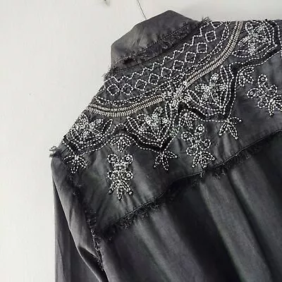 $49.81 • Buy Zara Basics Collection Embellished Embroidered  Snap Button Down Shirt Medium