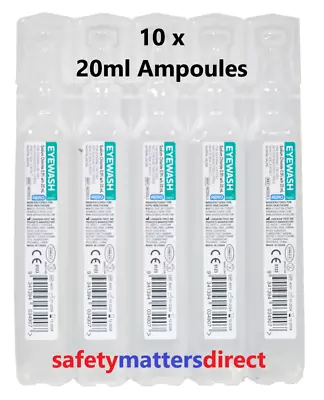 10x Saline Solution Eyewash & Wound Irrigation 20ml Ampoule Sodium Chloride 0.9% • $19.99