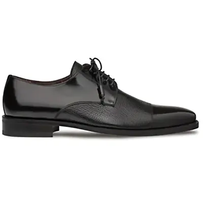 Mezlan Soka Calfskin & Deerskin Cap Toe Shoes Black (15089) • $325