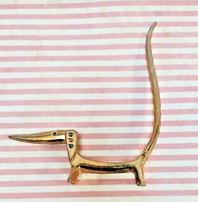 Vintage MCM Brass Dachshund Doxie Wiener Dog Ring Holder- Missing Rhinestones • $14.99