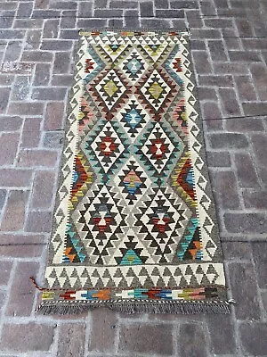 Hand Knotted Flat Weave Kilim Hallway Runner Rug 211 CM X 91 CM KA# 50 • $350