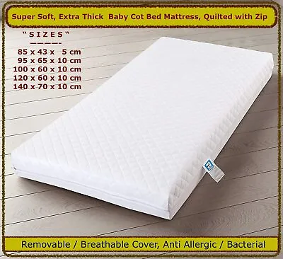 Quilted Baby Cot Bed Toddler Mattress Waterproof Breathable All Size New • £49.99