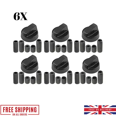 6x Candy  Black Cooker Oven Hob Control Knob & +5 Adaptors • £11.65