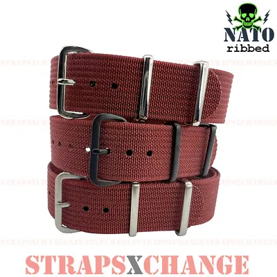 Ribbed Premium NATO® BURGUNDY RED Corrugated Military Diver Watch Strap Band • $27.95