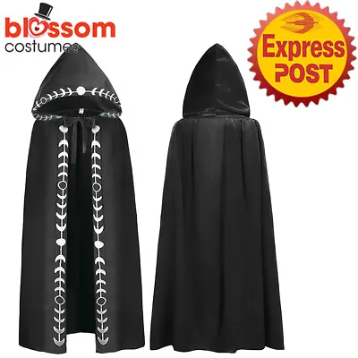 N1243 Medieval Wizard Gothic Hooded Robe Renaissance Halloween Costume Cosplay • $25.87