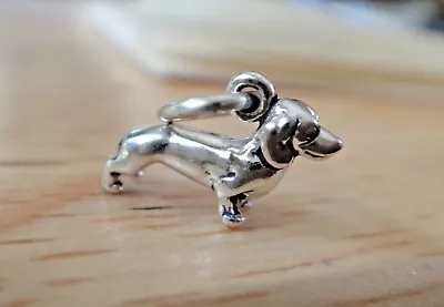 Sterling Silver TINY 8x11mm Dachshund Weiner Dog Charm! • $10.44