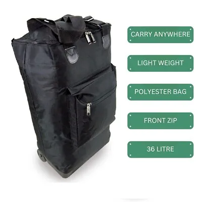 £13.99 • Buy COMPASS 2 Wheel Folding Flight Travel Trolley 36L Bag Black With Front Zipper
