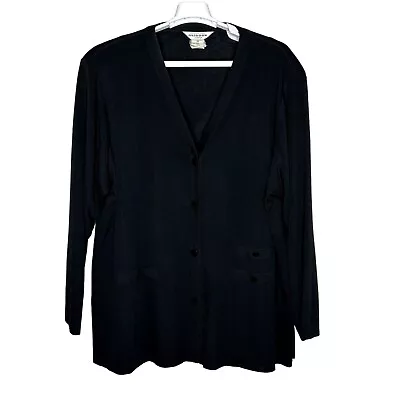 Exclusively Misook Woman Button Up Cardigan Size 3X Black Stretchy Knit • $39.99