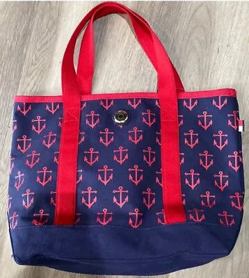 Tommy Hilfiger Anchor Print Nautical Tote Bag Canvas  Navy / Red • $40