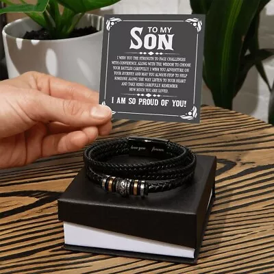 Son Leather Bracelet Love You Forever Jewelry For Son Birthday Graduation Gift • $45.10