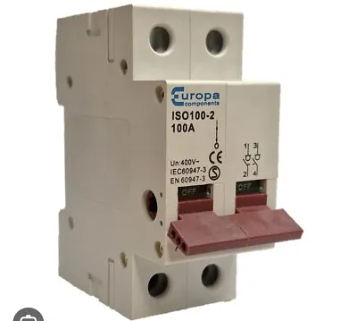 Europa ISO100-2 100A Double Pole Main Switch Isolator • £4.80