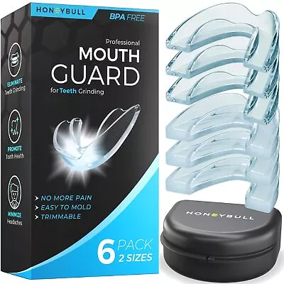 HONEYBULL Mouth Guard For Grinding Teeth [6 Pack - Mixed] Comes In 2 Sizes • $15.32