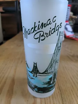 Vintage Michigan Souvenir Frosted Glass Mackinac Bridge. New Old Stock. • $16