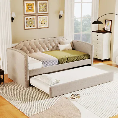 Upholstered Daybed With Trundle Or Storage Drawers Day Bed Tufted Sofa Bed Frame • $399.99