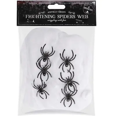 Large Stretchy Spider Web Cobweb And 6 Scary Spiders Halloween Party Decoration • £2.99