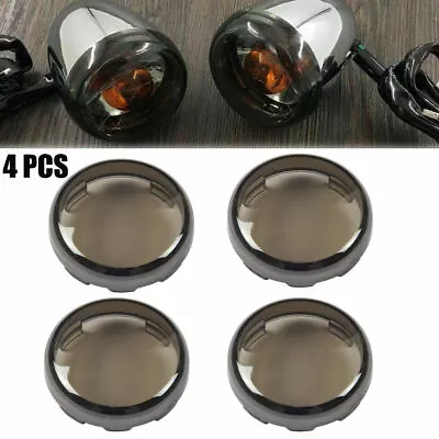 Smoked Turn Signals Light Lens Covers For Harley Street Tri Electra Glide FLHX • $10.98