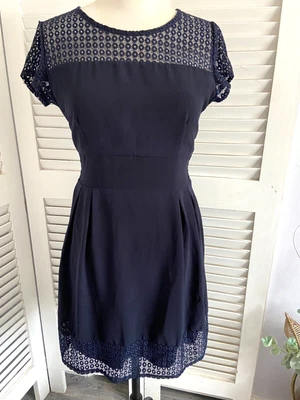 £14.99 • Buy Wal G UK Large Stunning BNWOT Navy Chiffon Quality Tea Dress With Lace Trim