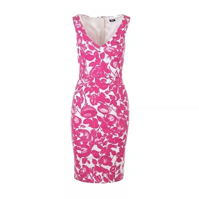 Dolce And Gabbana D&G Floral Pink White Cotton Pencil Dress IT42 UK10 US6 EU36 • $147.98