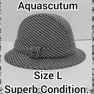 £65 • Buy Vintage Aquascutum Of London Wool Hounds Tooth Bucket Hat Large Unisex VGC+