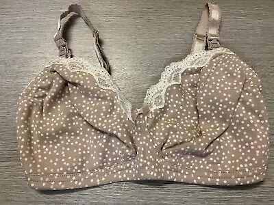 Marks & Spencer Beige Mix Print Wire-Free Cotton Full Cup Nursing Bra 34D • £9.90