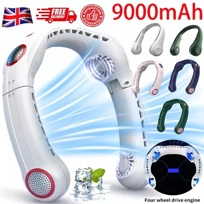 Mini Fan Neckband Bladeless Lazy Neck Hanging Cooler USB Rechargeable 9000mAh UK • £5.99