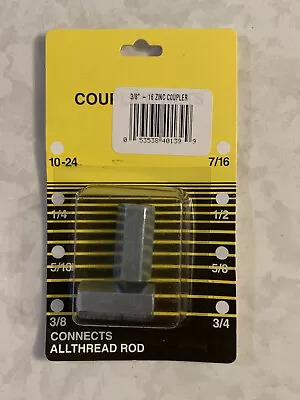 NEW 2x Hex Coupling Nuts 3/8-16 Threaded Rod Connectors Zinc Coupler Allthread • $6.99