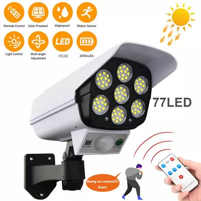 LED Solar Light PIR Motion Sensor Wall Light Security Garden Fake Camera +Remote • £12.95