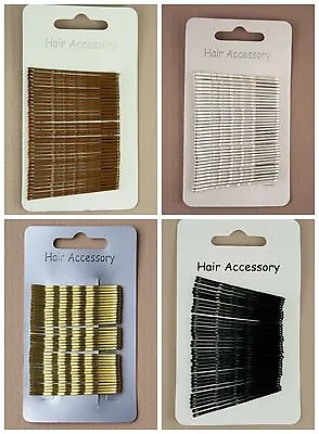 Card Of 36 Hair Grips Blonde Brown Black Bobby Pins Kirby Grips Slides Clips • £2.75