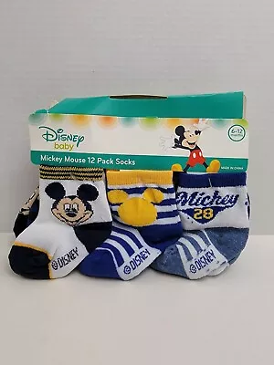 Disney Baby Boys Mickey Mouse Socks 12 Pack - 6-12 Months • $9.99