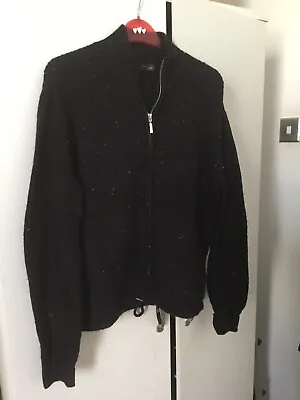 £16.95 • Buy M&S Collection Black Zip Front Chunky Cardigan With Coloured Flecks Size S 12/14