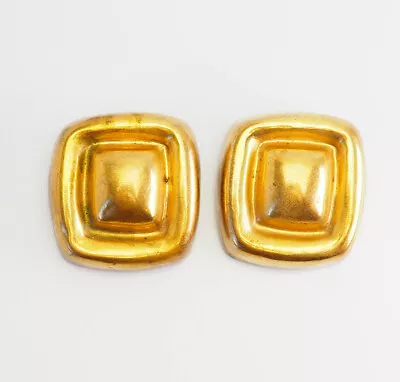 Vintage Steve Vaubel Gold Over Silver Modernist  Square Clip On Earrings 1988 • $130