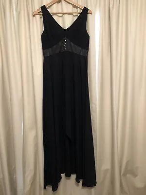 Vintage Black Empire Waist Formal Evening Gown/Dress With Rhinestone Buttons • $14.99