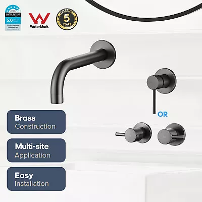 Decaura Brushed Gunmetal Bathroom Mixer Taps Wall Mount Water Spout Set Bathtub • $129.99