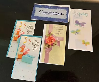 Lot Of 5 Money Holder Gift Cards Grad Wedding Birthday New With Envelopes • $7.99