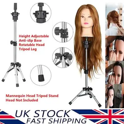 £10.88 • Buy Real Hair Salon Hairdressing Training Head Practice Holder Adjustable Tripod NEW