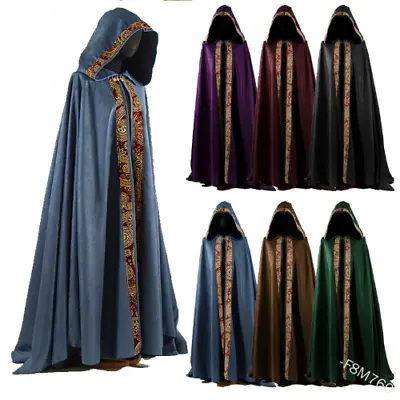 Coat Halloween Vampire Devil WizardCape Medieval Women Men Vintage Gothic Hooded • $86.48