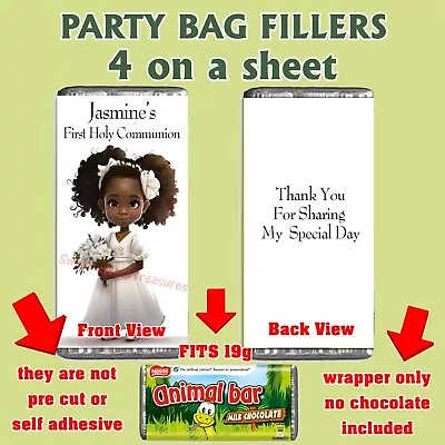 PERSONALISED First Holy Communion  Chocolate Bar Wrapper Party Bag Fillers • £1.50