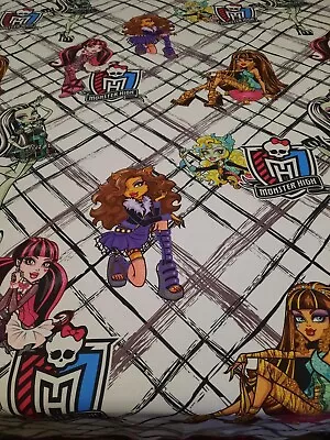 2013 Mattel Monster High Twin Size Flat Sheet Only & Two Monster High Dolls Used • $20