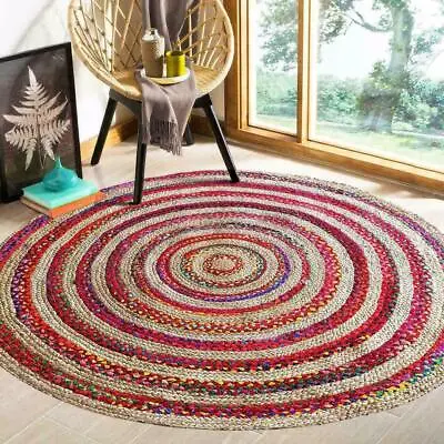 Rug Natural Cotton Handmade Space Rug Round Room Jute Carpet Floor Mats Rug • $29.14