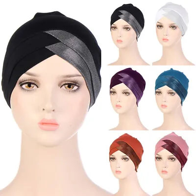 Women Muslim Stretch Turban Hat Chemo Cap Hair Loss Head Scarf Wrap Cover Hijabs • $3.86