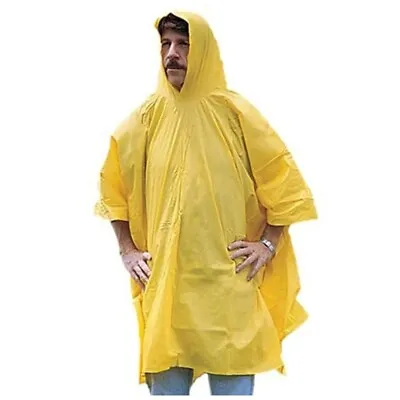 Heavy Duty Vinyl Poncho All Purpose Water-Proof Rain Hooded Yellow Poncho • $9.99