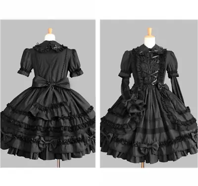 Gothic Lolita Girl Maid Sissy Black Dress Cosplay Costume CD/TV Tailor-made • $84.50